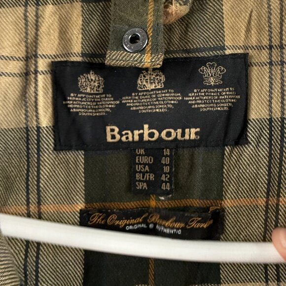 Barbour Beadnell Ladies Waxed Jacket Women Full Zip Green Size 10 USA Lined - Picture 13 of 16